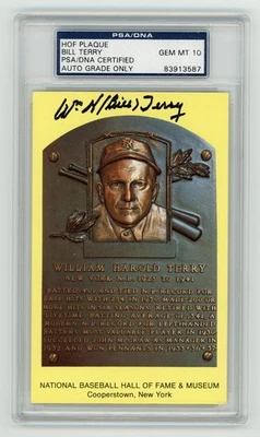 Cartão postal autografado por Bill Terry placa HoF PSA DNA em perfeito estado 10 - Imagem 1 de 2