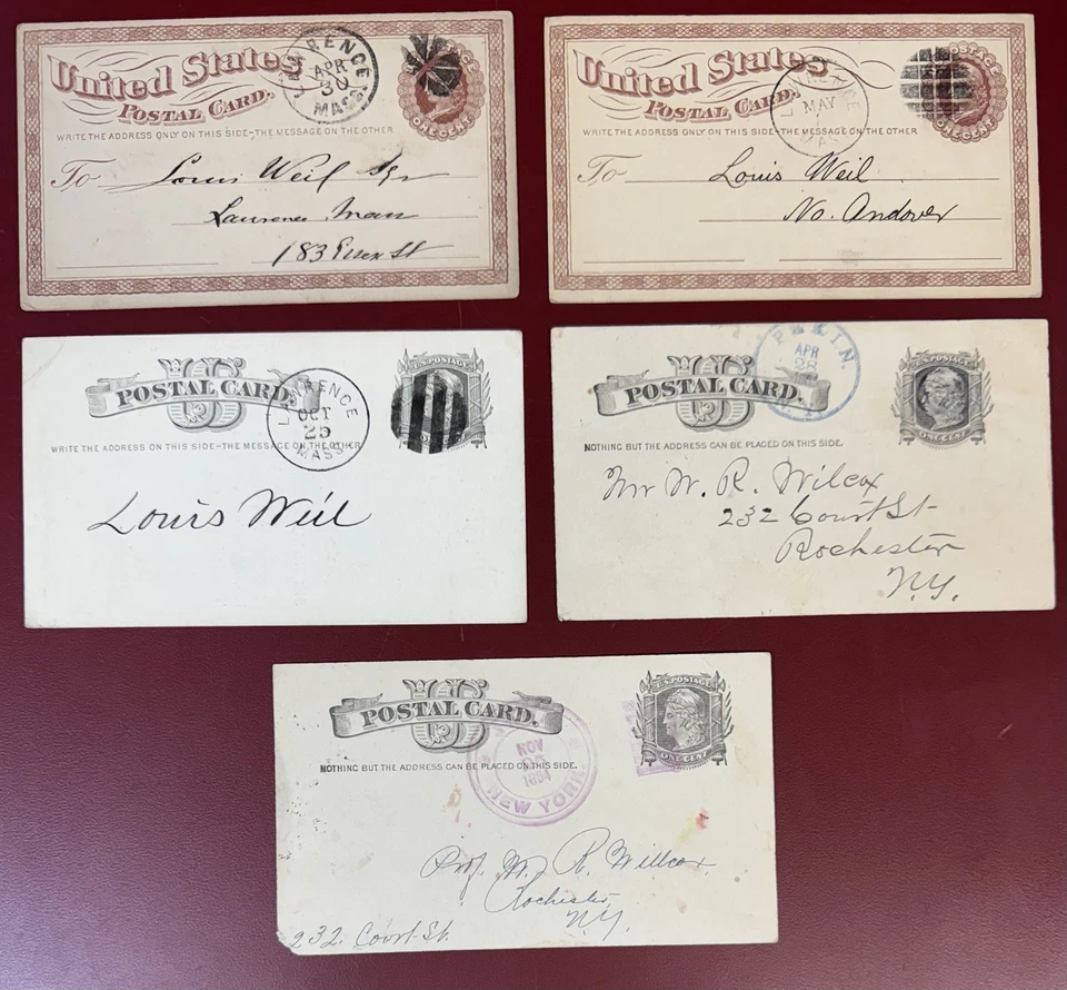 U.S., Lot of 5 Early Postal Cards, Used with Nice Cancels - Image 1 of 2