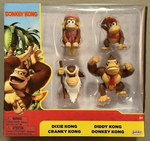 New Jakks Pacific Donkey Kong 4 Pack Figure Set Dixie Cranky Diddy Nintendo 2025 - Picture 1 of 3