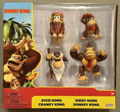 New Jakks Pacific Donkey Kong 4 Pack Figure Set Dixie Cranky Diddy Nintendo 2025 - Image 1 of 3