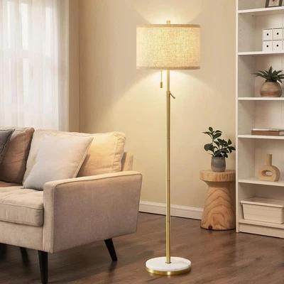 Floor Lamp Adjustable Height Standing Lamp with Marble Base Tall Lamp with Pull - Image 1 of 3