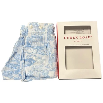 Calzoncillos boxer Derek Rose para hombre medio azul blanco corte clásico algodón nuevos en caja precio de venta sugerido por el fabricante 55 GBP Foto 1 de 4