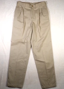 Savane beige plissierte Baumwolle Khakis Chinohose Herren Hose 32x34 - Bild 1 von 6