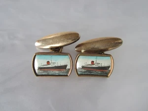 GEMELOS ORIGINALES VINTAGE CUNARD LINES RMS FRANCONIA OCEAN LINER RELLENOS DE ORO - Imagen 1 de 14