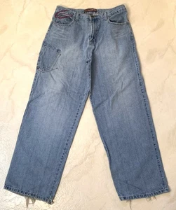 Jeans uomo blu 33/30 vintage anni 90 marca Vans gamba larga effetto invecchiato made Macao - Foto 1 di 9