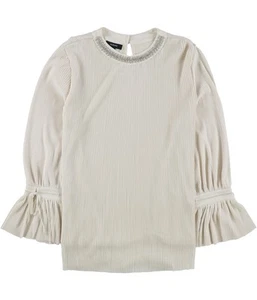 Alfani Womens Embellished Collar Pullover Blouse, Beige, X-Large - Picture 1 of 1