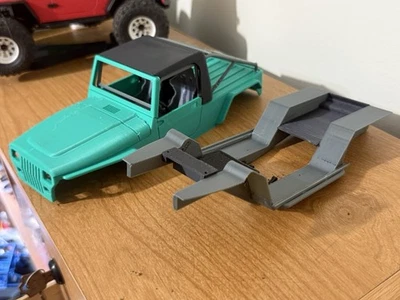 Axial SCX24 Jeep LJ Pickup Body And Chassis Assembled (Teal And Grey) - Image 1 of 4