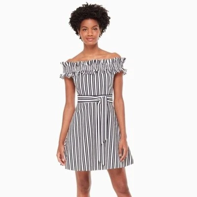 Vestido Kate Spade New York Candy a Rayas Hombro Descubierto, Talla 6 Foto 1 de 4