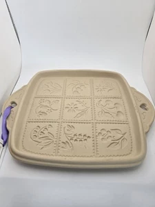 Braune Tasche Plätzchen Kunst Shortbread Form Steinzeug Frühling Blumen 1988 Hill Design - Bild 1 von 6