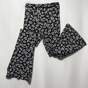 Planet Gold Women's Flared Pants Black White Floral Size Small ~ Excellent - Picture 1 of 7
