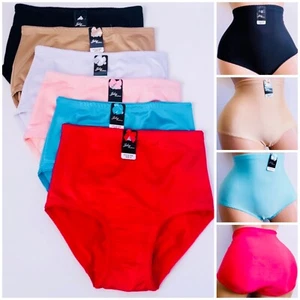 Women's 6 Pack High Waist Cool Brief Underwear SATIN Girdle Panties S-4XL 699A - Picture 1 of 8