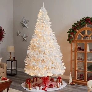 6ft White Christmas Tree Artificial Bushy Xmas Indoor Outdoor With LED Lights UK - Picture 1 of 16