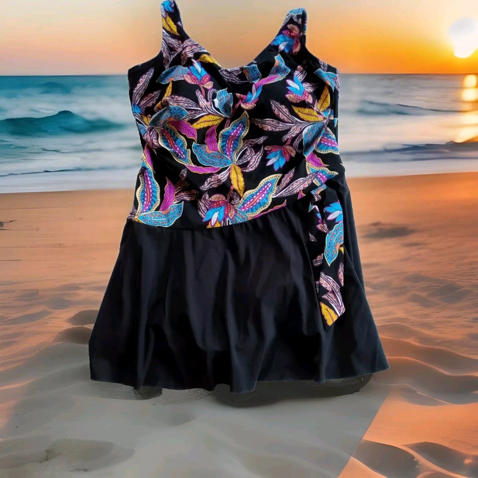 ANITA One Piece Skirt Paisley Women's Plus Size 18 Cup C Swimsuit  - Image 1 of 4