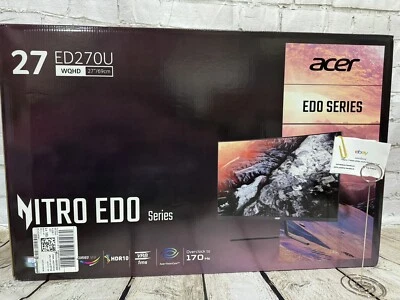 Acer Nitro 27" 1500R Curved WQHD (2560 x 1440) Gaming Monitor, 170Hz ,1ms, Black - Image 1 of 4