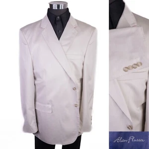 Alan Flusser Blazer Mens 48L Khaki Beige Cotton Two Button Sport Coat Jacket EUC - Picture 1 of 13