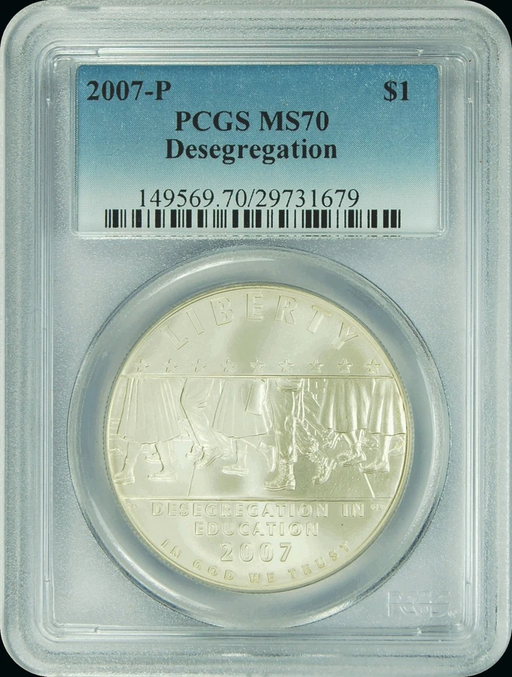 2007-P PCGS MS70 Desegregation $1 Commemorative (New PCGS Label) - Image 1 of 1