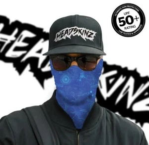 UPF50+ FACE MASK / BANDANA - NAUTICAL BLUE - (Motorbike, Fishing, Camping) - Picture 1 of 4