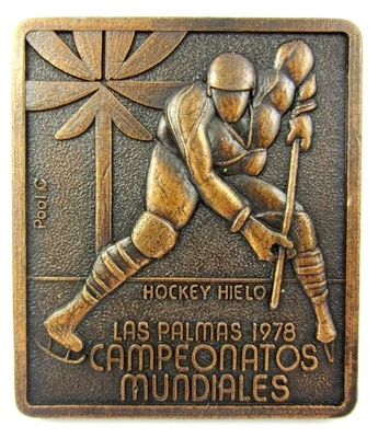 Campeonato Mundial de Hockey sobre Hielo Las Palmas 1978 Grupo C medalla participante original Foto 1 de 4