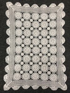 White 20x34" Cotton Handmade Crochet Lace Table Runner Placemat Cover