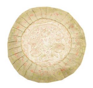 16x16 Inch Indian Woven Zari Brocade Banarasi Silk Cushion Elephant Cover White - Picture 1 of 4