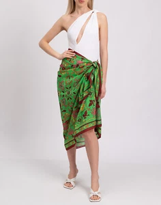 RRP €270 TORY BURCH Beach Scarf Cover Up One Size Silk Blend Floral Pattern - Picture 1 of 6
