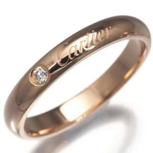 Auth Cartier Ring Diamond C de Cartier Wedding Band EU50 18K 750 Rose Gold - Picture 1 of 5