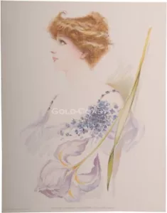 Litografía en color victoriano firmada por artista Sarah Bernhardt, actriz 1904 - 10x13 - Imagen 1 de 1