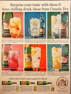 1959 Canada Dry Mixers Ginger Ale Tonic Gin Collins Soda Vintage Print Ad - Bild 1 von 6