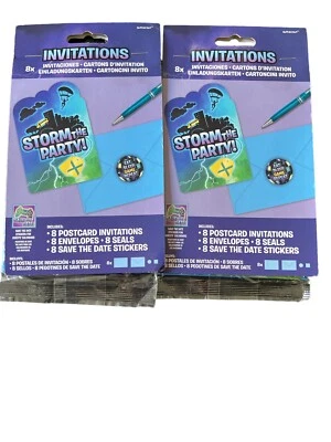 Amscan Storm the Party Video Games Party Invitations 2 Packs 16 Total NEW - Image 1 of 3