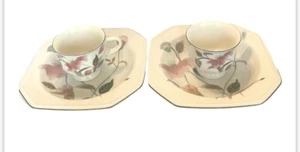 Mikasa Continental Silk Flowers F-3003 8.5” Low Rimmed Soup Bowls & Cups-2 Sets - Picture 1 of 4