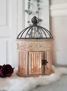 ovaler Vogelkäfig / Laterne - mit Dekorkante - Höhe 32 cm Shabby Chic Landhaus - Bild 1 von 3