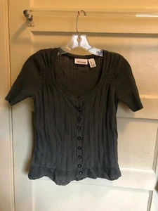 DKNY JEANS Damen superweicher Strick Cardigan mit Knopfleiste Oberteil oliv Petite Small - Bild 1 von 7