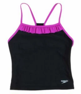 SPEEDO GIRL'S SPLICE BACK TANKINI TOP ONLY HOT PINK & BLACK SZ-16 NWOT - Picture 1 of 3