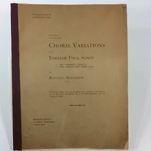 Choral Variations Upon English Folk Songs Rutland Boughton Op 23 Music Book 1907 - Picture 1 of 12