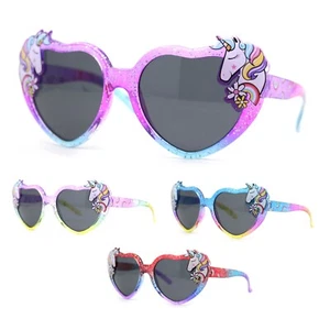 Girls Kids Unicorn Badge Tie Dye Glitter Plastic Hippie Sunglasses - Picture 1 of 17