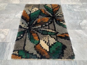 3x5 Vintage Swedish Rya Scandinavian Soft Beautiful Bedroom Floral Rug 145x98 cm - Picture 1 of 8