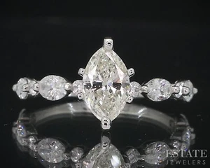 14k White Gold Marquise Natural 1.71ctw Diamond Engagement Ring 2.8g i18992 - Picture 1 of 6