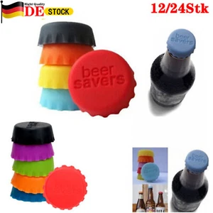 12/24 Stk Silikon-Kronkorken Beer-saver Bier Kapsel Flaschenverschluss Deckel DE - Bild 1 von 13