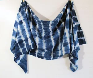 Shibori Indigo Vintage Scarf Men/ Women Gift idea Blue Scarf Natural hand dyed - Picture 1 of 5