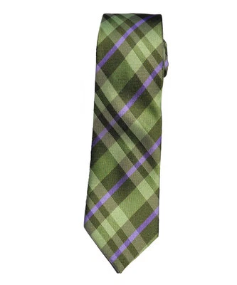 Men's light purple and green  checked narrow tie width  ( 2 1/2 inches ) - Image 1 of 4