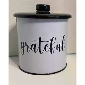 Weiß und schwarz ""Grateful"" Blechkanister - Bild 1 von 10