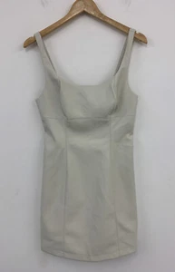 Mini Vestido Anthropologie Maeve Imitación Cuero Cuello Cuadrado Piedra UK 10 NUEVO - Imagen 1 de 11