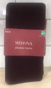 Merona Opaque Tights brown Red Color Burgundy Size MT NEW - Picture 1 of 5