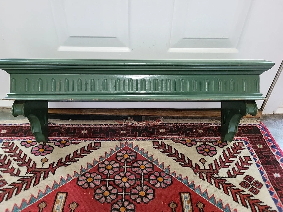 Vtg Green Ethan Allen Distressed Wall Shelf 28 X 8 X 9.5 - Image 1 of 4