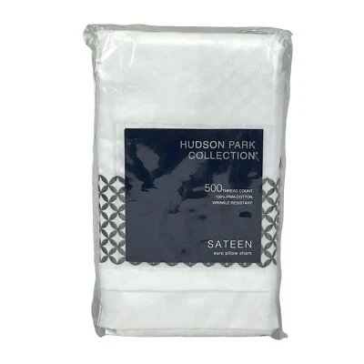 Hudson Park Embroidered Geo Cotton EURO Sham CHARCOAL GREY ON WHITE - Image 1 of 4