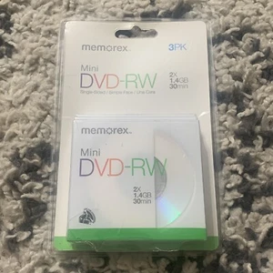 Memorex Mini DVD-RW 1.4GB Jewel Cases 3 Total Pack Sealed Duralayer - Afbeelding 1 van 4