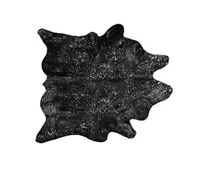 Black And Silver Cowhide Animal Print Area Rug - Picture 1 of 4