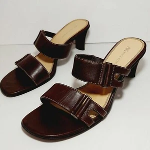 ANNE KLEIN Bobbins, Brown Buckle Sandals with Heel, Women's 7.5M - Picture 1 of 4