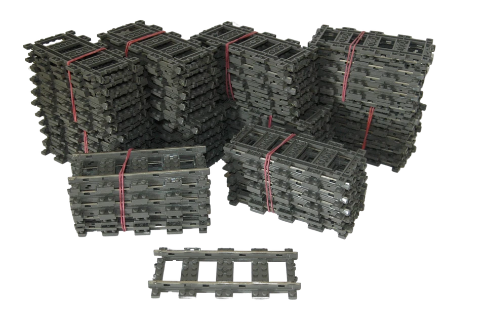 Lego® train rails 100 9V chemin de fer voie ferrée 4515 rails droits - Photo 1/1