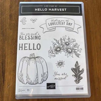 Stampin' UP! Conjunto de Selos HELLO HARVEST Bênção Girassol Abóbora Outono Novo - Imagem 1 de 4